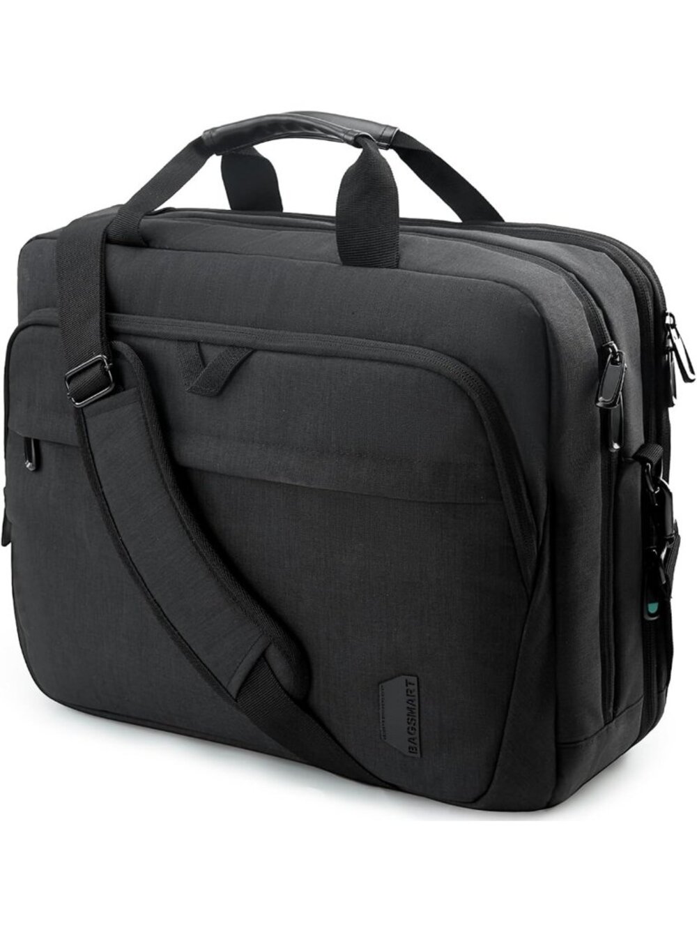 Expandable 17.3 Inch Laptop Briefcase Bag, Stylish Black Computer Tote